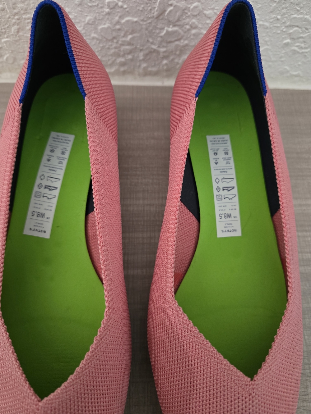 Rothy’s Pink Pointed Toe Low Block Heels Tortoise Sole Size 8.5 - Picture 3 of 11